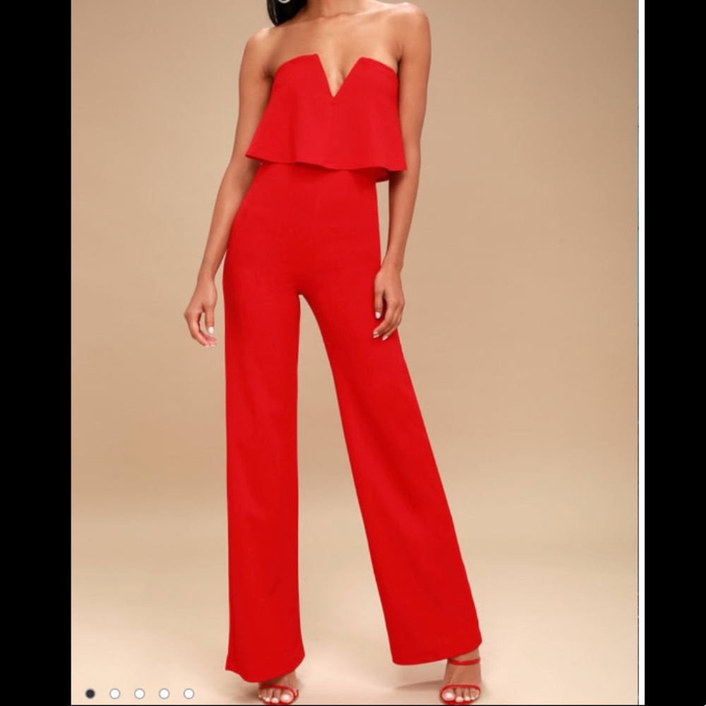 Lulus ‘Power of Love’ Red Strapless Jumpsuit ❤️